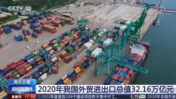 2020年貨物貿(mào)易進(jìn)出口總值32.16萬億元人民幣，同比增長1.9%